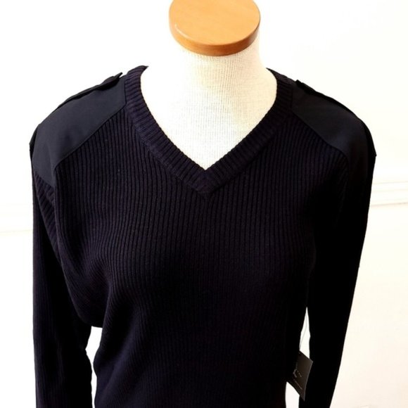 A CUT ABOVE MENS PRO ACRYLIC SECURITY V NECK BLACK SWEATER - Picture 3 of 10